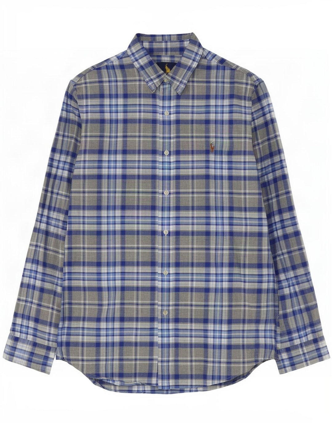 Ralph Lauren Mens Custom Fit Shirt Large Grey Check Cotton