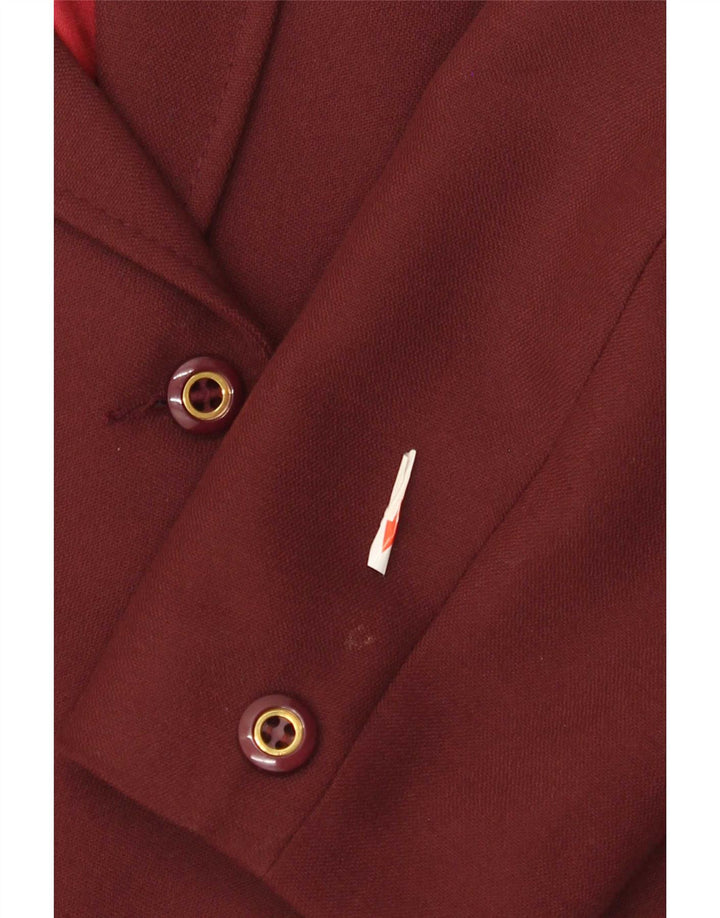 El Encore Womens 3 Button Blazer Jacket UK 14 Medium Burgundy Polyester