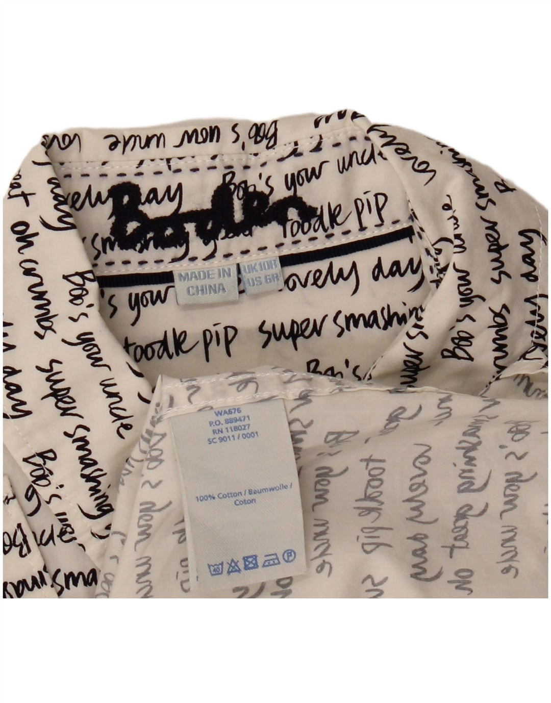 Boden Womens Graphic Shirt UK 10 Small White Cotton
