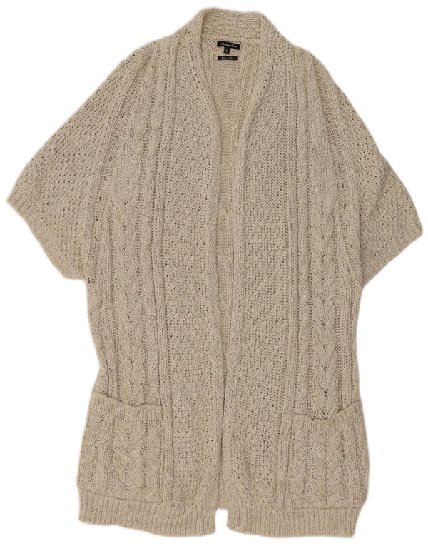 Massimo Dutti Womens Short Sleeve Cardigan Sweater UK 16 Large Beige