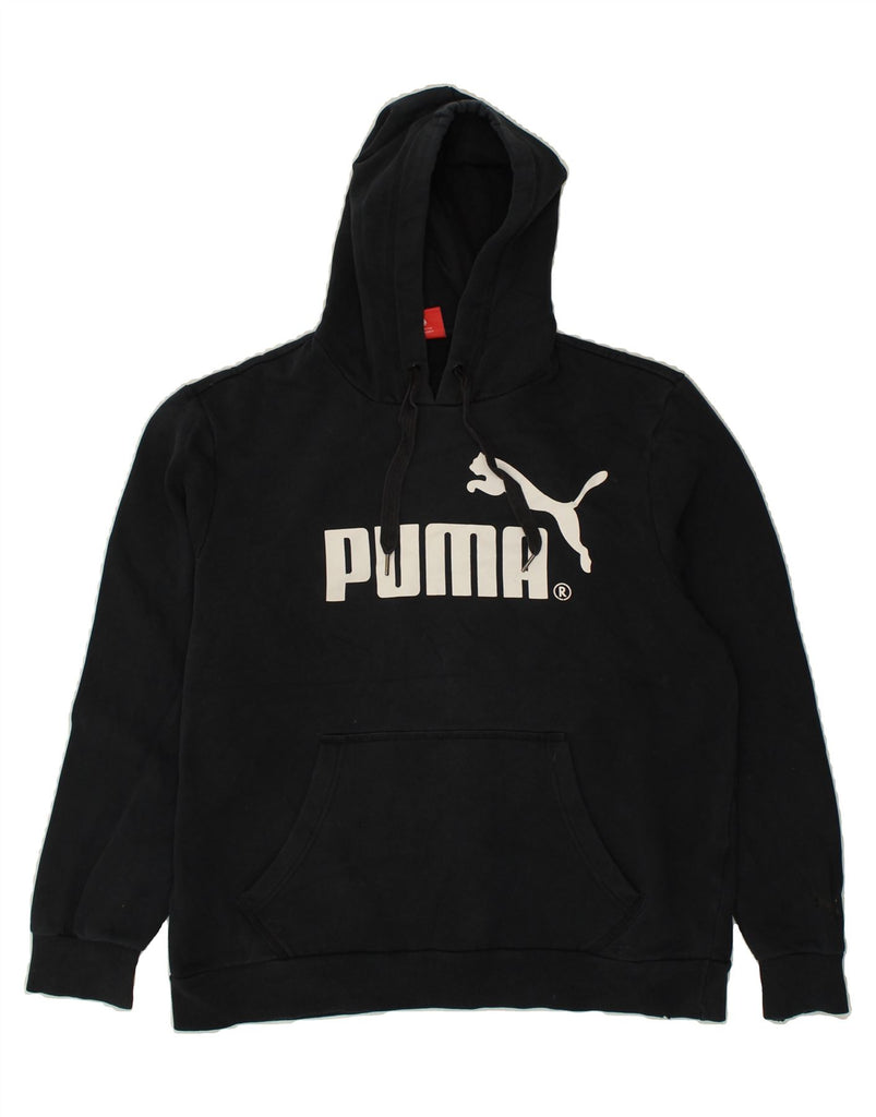 PUMA Mens Graphic Hoodie Jumper XL Navy Blue Cotton | Vintage Puma | Thrift | Second-Hand Puma | Used Clothing | Messina Hembry 