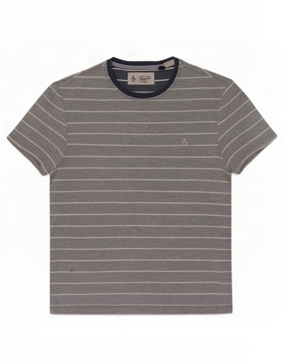 Penguin Mens T-Shirt Top Medium Blue Striped