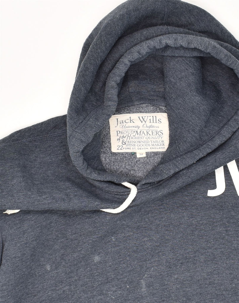 JACK WILLS Mens Graphic Hoodie Jumper Medium Navy Blue Cotton | Vintage Jack Wills | Thrift | Second-Hand Jack Wills | Used Clothing | Messina Hembry 