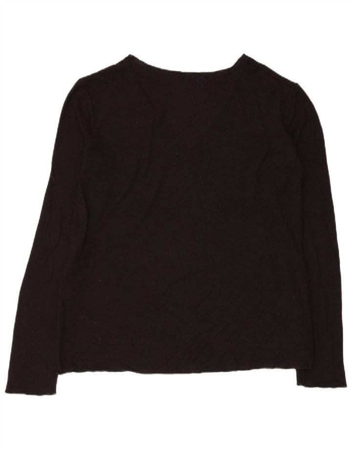 ZARA Womens V-Neck Jumper Sweater UK 16 Large Black Viscose