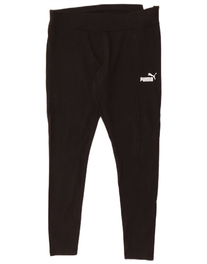 Puma Womens Leggings UK 14 Large Black Cotton