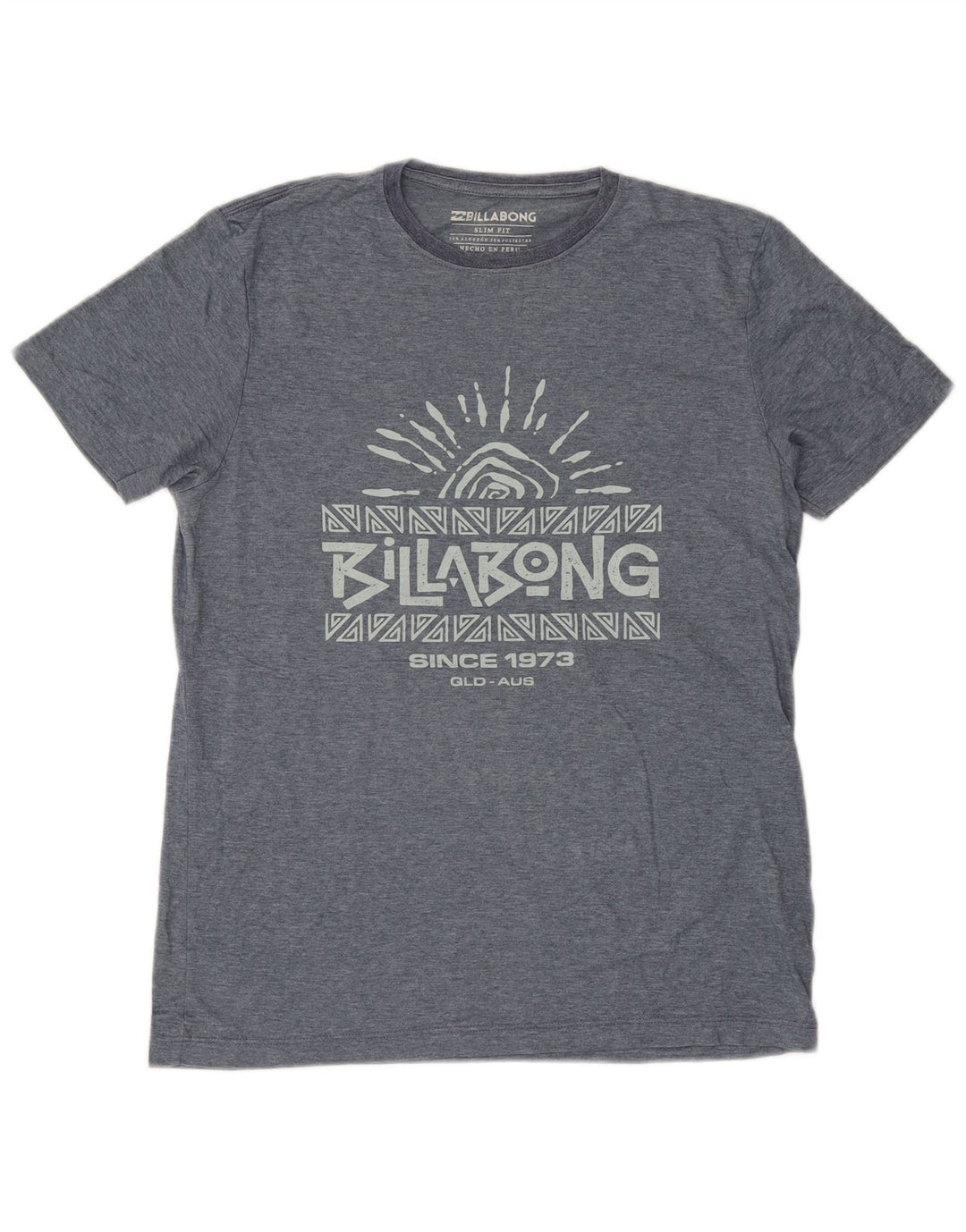 BILLABONG Mens Slim Fit Graphic T-Shirt Top Small Blue Cotton