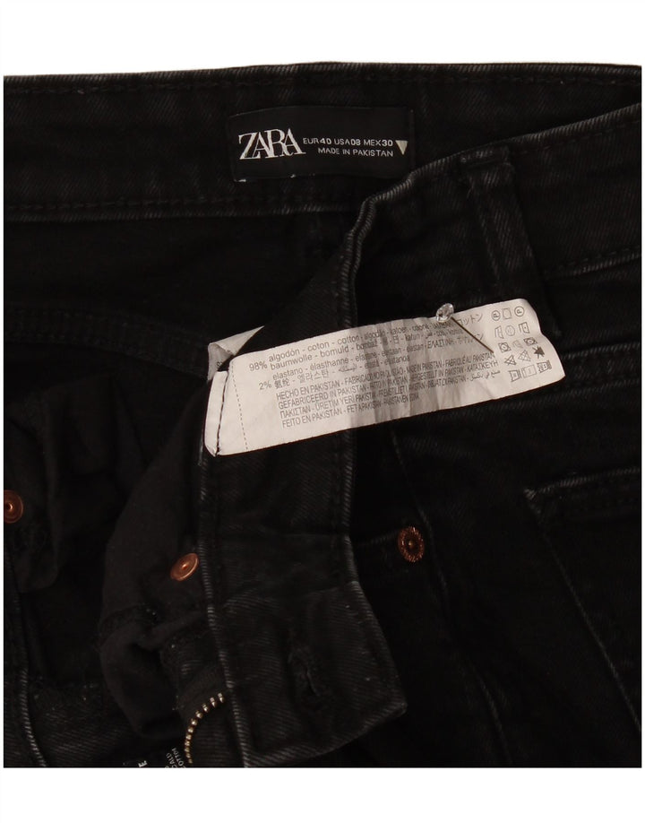 Zara Womens Cropped Jeans EU 40 Medium W30 L25 Black Cotton