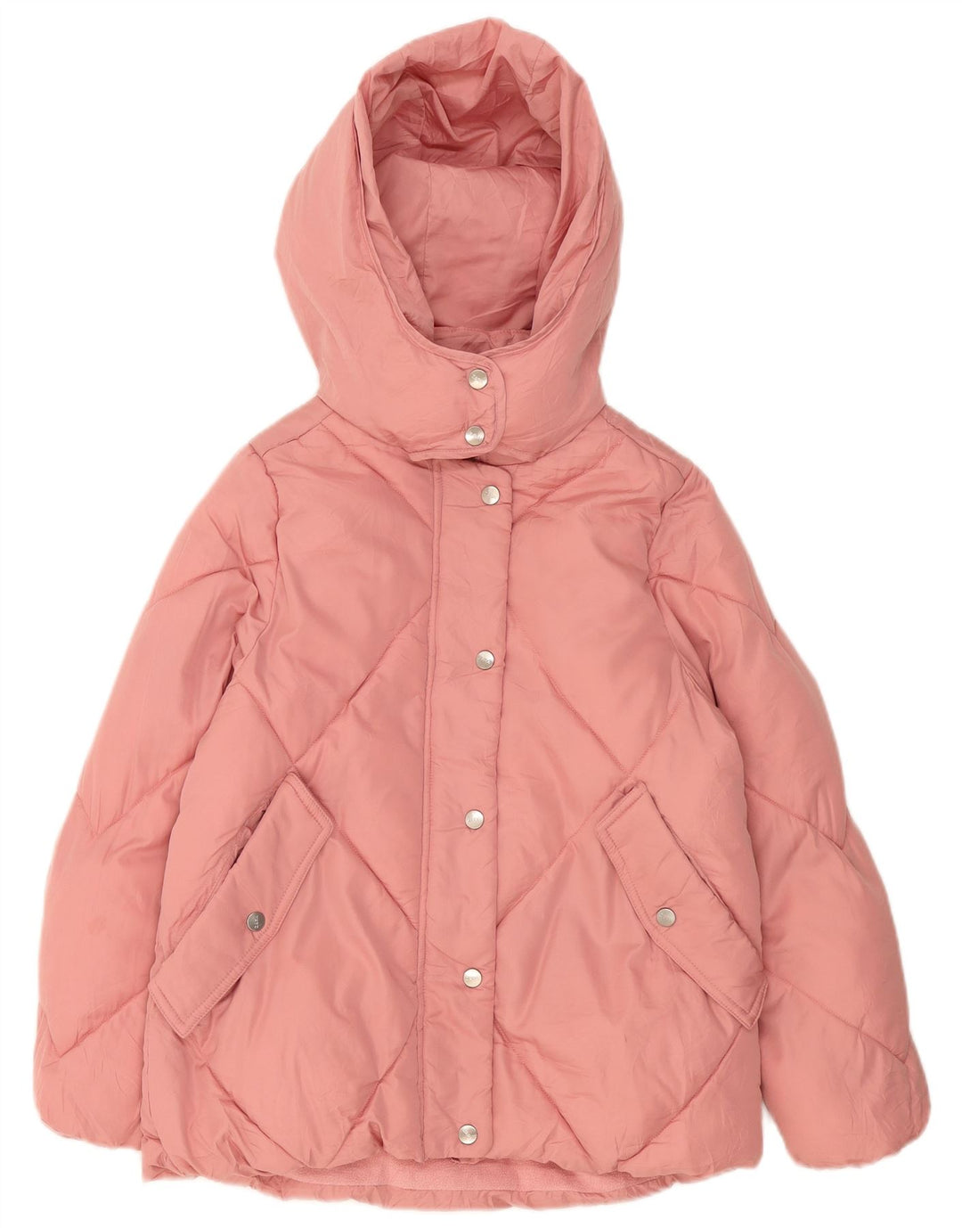 Zara Girls Hooded Padded Jacket 13-14 Years Pink Polyester