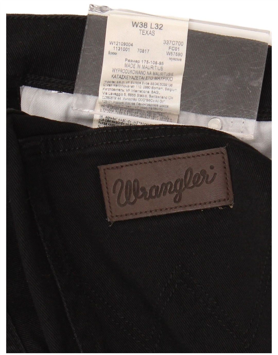 WRANGLER Mens Texas Straight Jeans W38 L32 Black Cotton