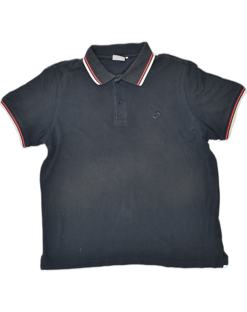 LOTTO Mens Polo Shirt Large Black Cotton | Vintage | Thrift | Second-Hand | Used Clothing | Messina Hembry 