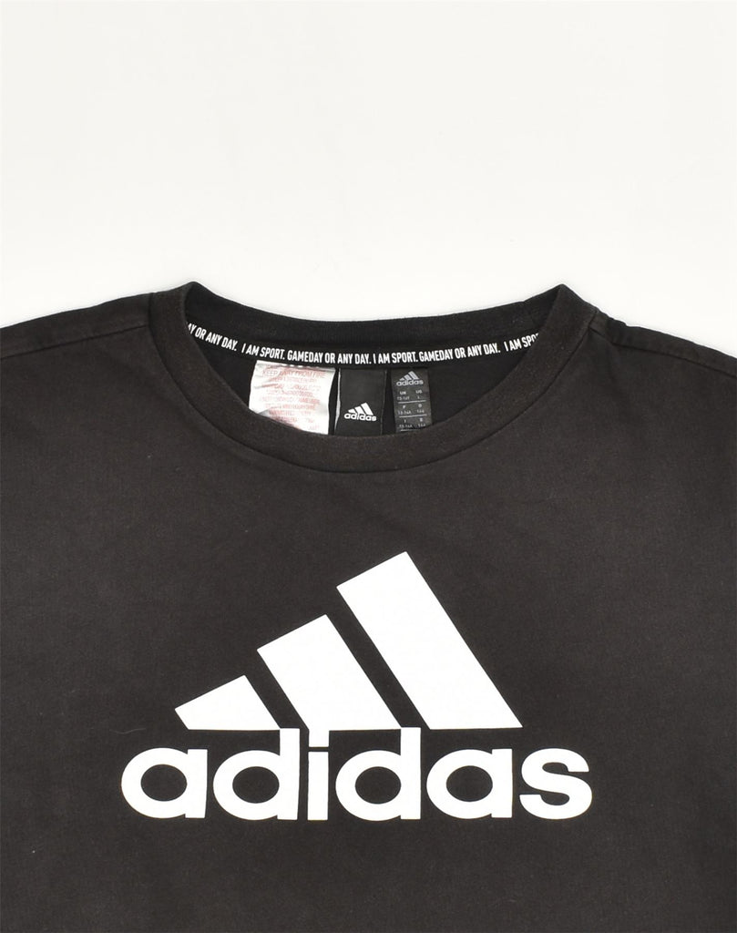 ADIDAS Boys Graphic T-Shirt Top 13-14 Years Large Black Cotton | Vintage Adidas | Thrift | Second-Hand Adidas | Used Clothing | Messina Hembry 