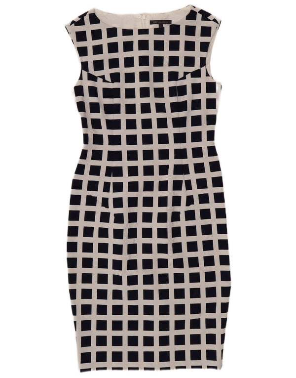 Marks & Spencer Womens Sleeveless Bodycon Dress UK 10 Small Navy Blue Check