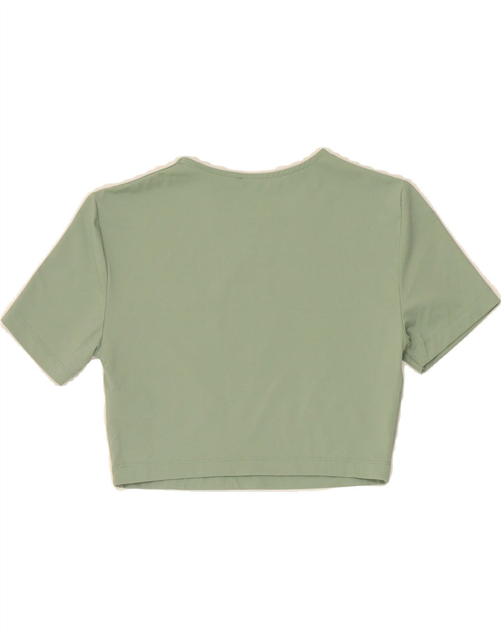 ZARA Womens Crop T-Shirt Top UK 12 Medium Green Nylon Vintage Zara and Second-Hand Zara from Messina Hembry 