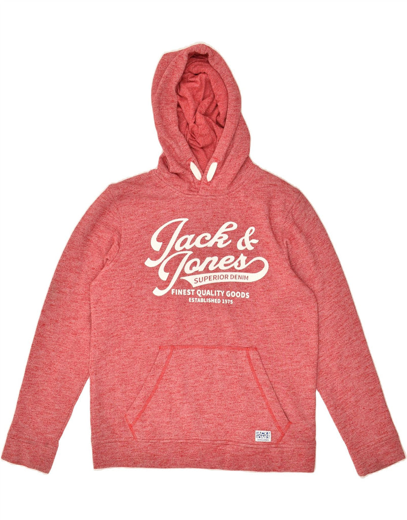 JACK & JONES Boys Graphic Hoodie Jumper 15-16 Years Red Cotton | Vintage Jack & Jones | Thrift | Second-Hand Jack & Jones | Used Clothing | Messina Hembry 