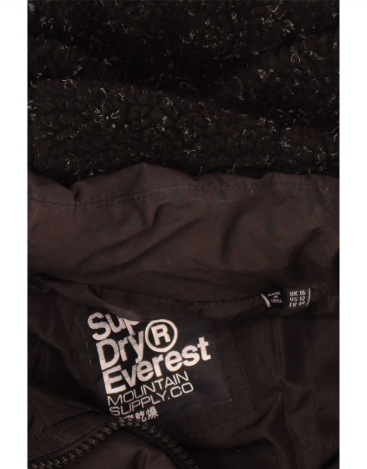 Superdry Womens Hooded Oversized Padded Jacket UK 16 Large Black Polyester
