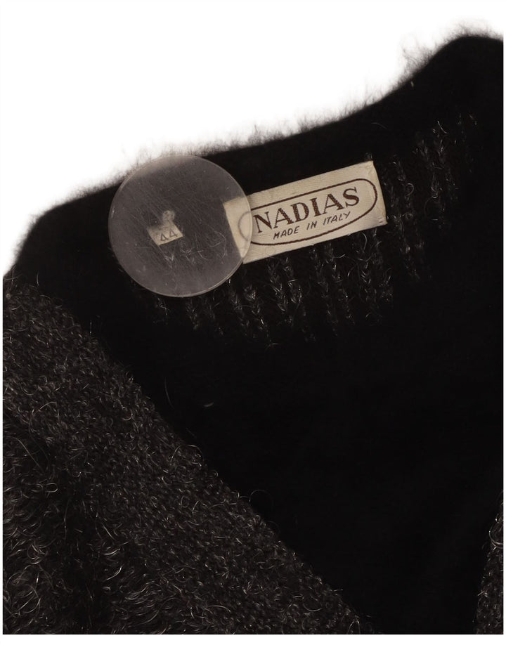 VINTAGE Womens V-Neck Jumper Sweater IT 44 Medium Grey Colourblock