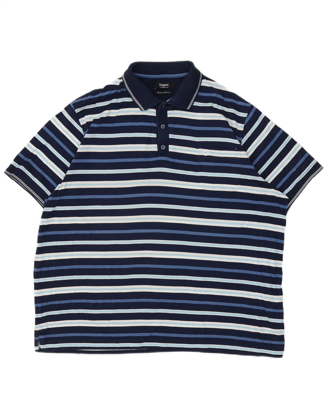 BUGATTI Mens Polo Shirt 3XL Navy Blue Striped Cotton