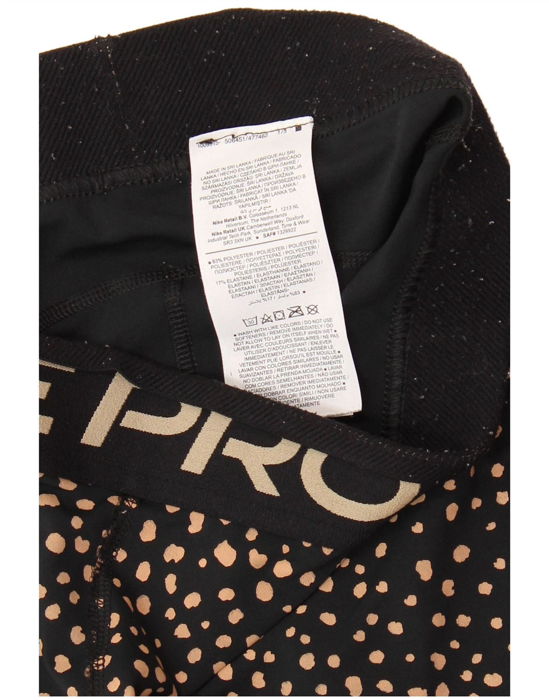 NIKE Womens Graphic Capri Leggings UK 12 Medium  Black Spotted Polyester