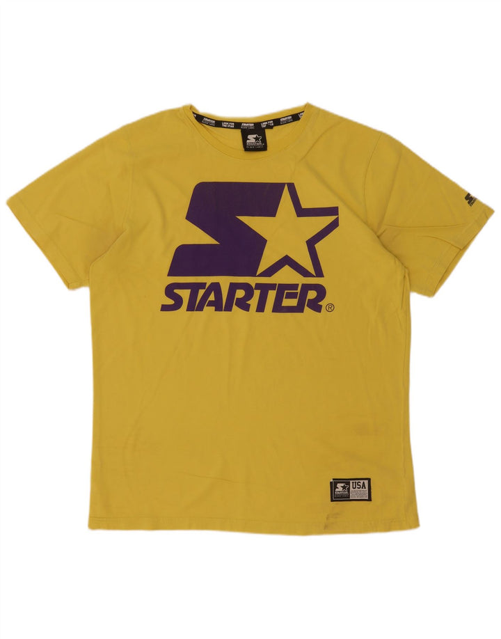 Starter Mens Graphic T-Shirt Top Large Yellow Cotton
