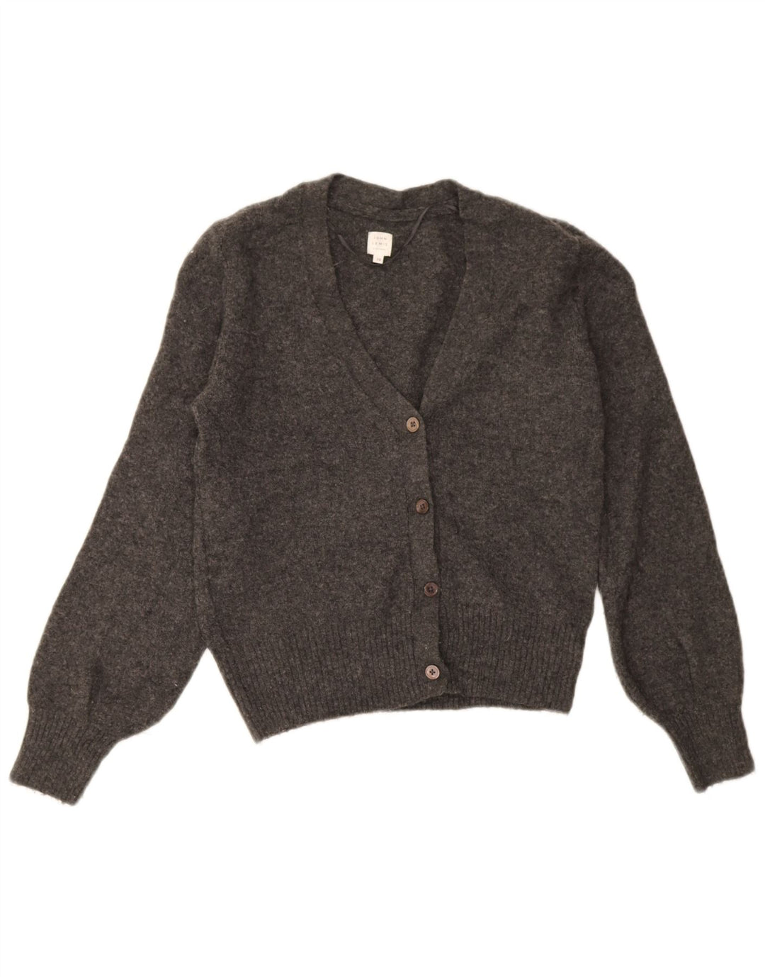 John Lewis Womens Cardigan Sweater UK 10 Small Grey Flecked Wool