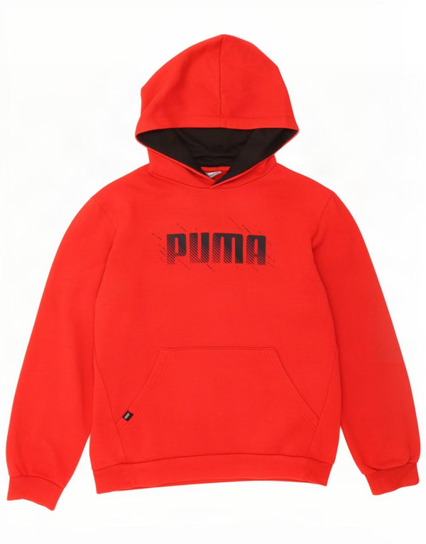 Puma Girls Graphic Hoodie Jumper 13-14 Years Red Cotton