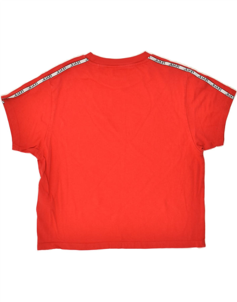 LEVI'S Womens Oversized Crop Graphic T-Shirt Top UK 10 Small Red Cotton | Vintage Levi's | Thrift | Second-Hand Levi's | Used Clothing | Messina Hembry 