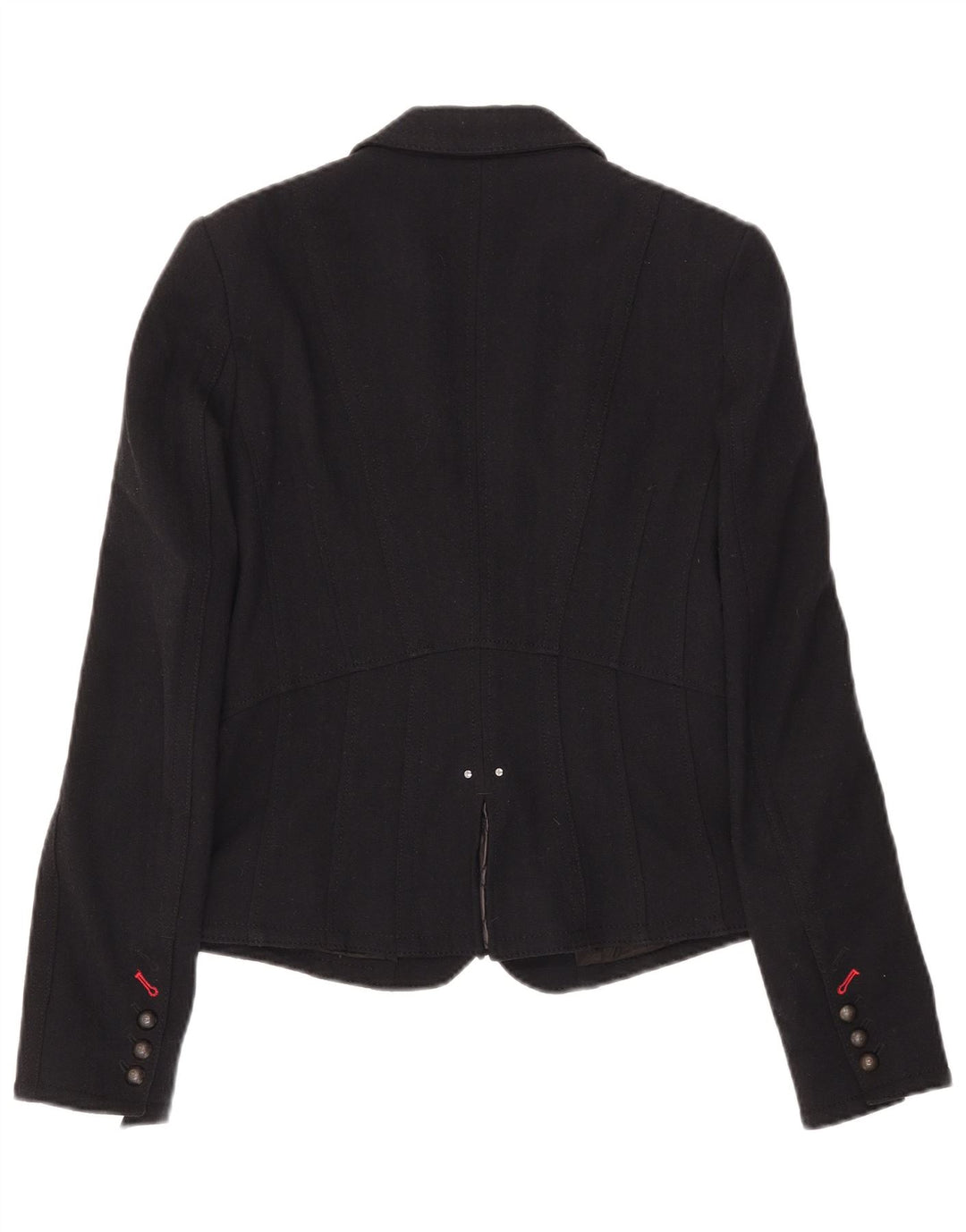 Marc Cain Womens 3 Button Blazer Jacket UK 6 XS Black Wool