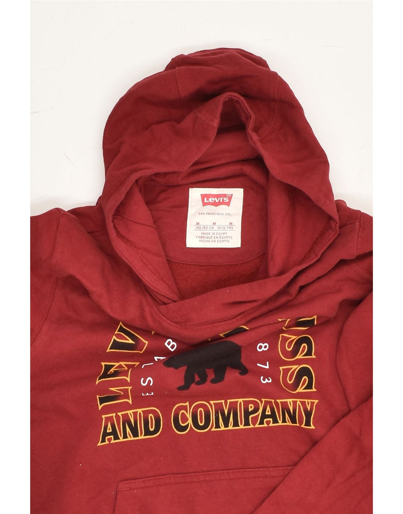 LEVI'S Girls Graphic Hoodie Jumper 10-11 Years Medium Red Cotton | Vintage Levi's | Thrift | Second-Hand Levi's | Used Clothing | Messina Hembry 