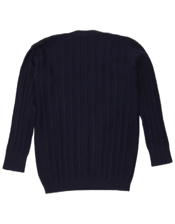 VINTAGE Womens V-Neck Jumper Sweater UK 16 Large Navy Blue