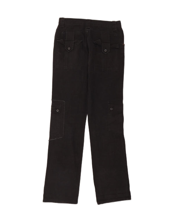 Vintage Mens Straight Cargo Trousers IT 44 XS W30 L33 Black Cotton