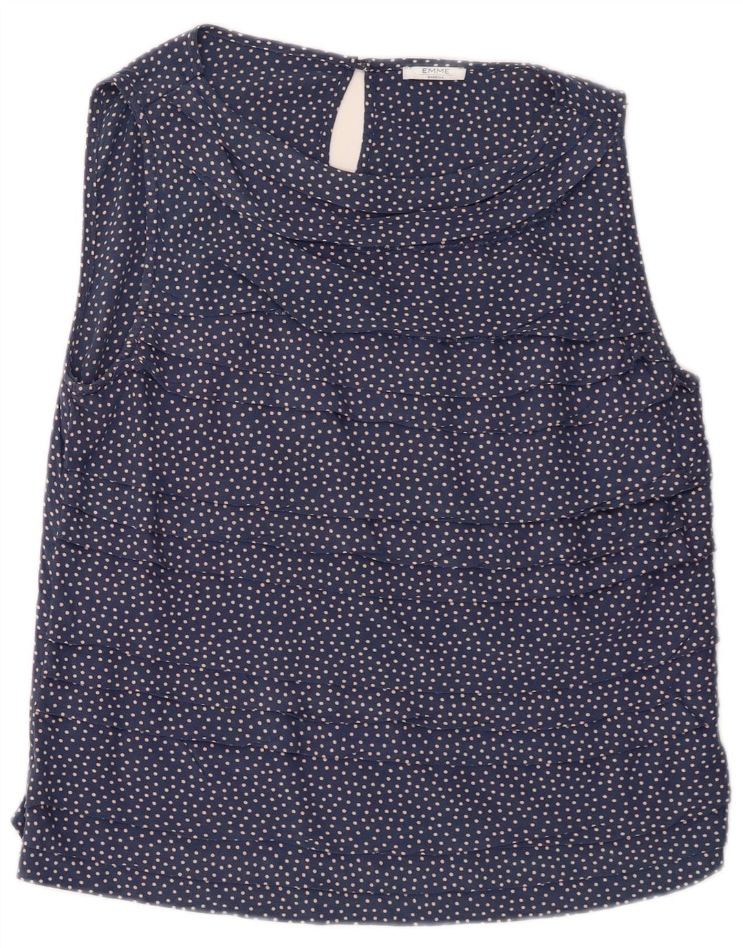 Marella Womens EMME Sleeveless Blouse Top UK 12 Medium Navy Blue Polka Dot