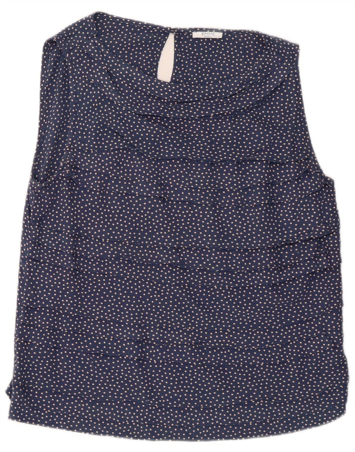Marella Womens EMME Sleeveless Blouse Top UK 12 Medium Navy Blue Polka Dot