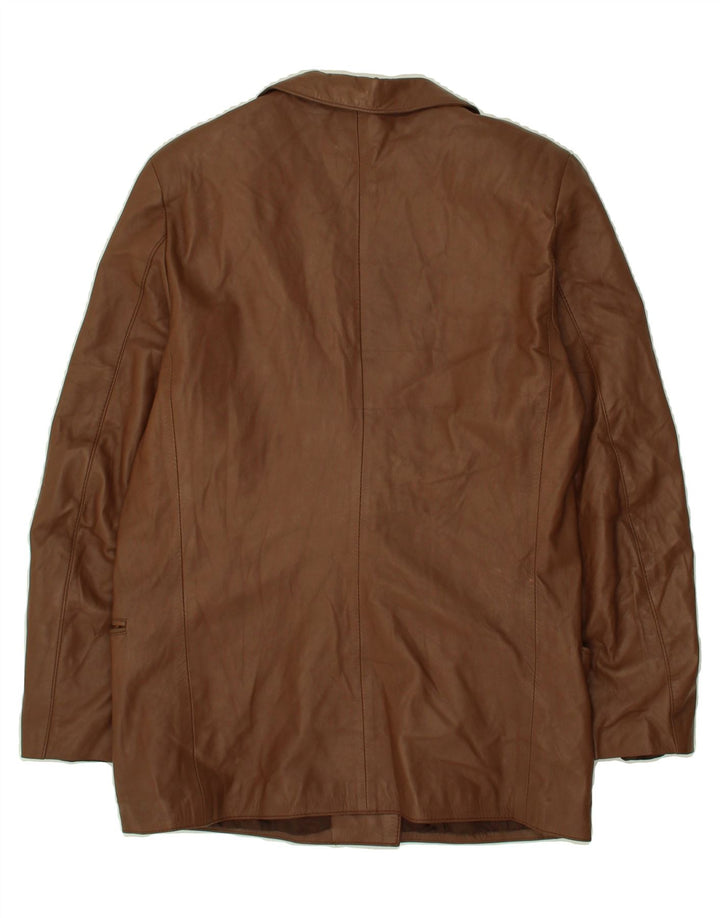 VINTAGE Womens Leather 2 Button Blazer Jacket IT 48 XL Brown Vintage Vintage and Second-Hand Vintage from Messina Hembry 