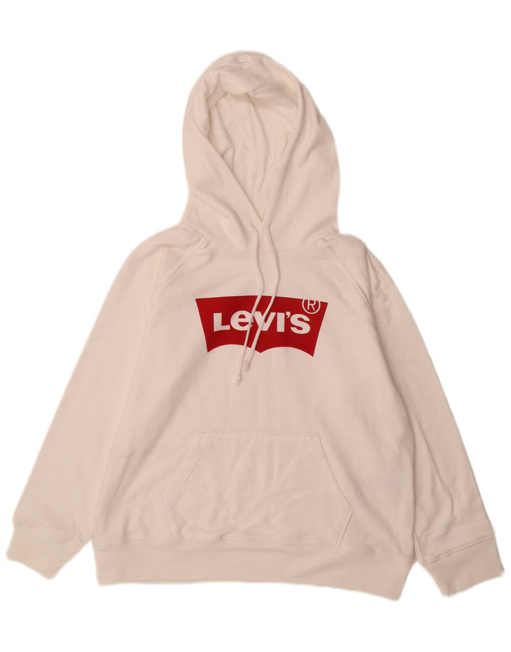 Levi's Mens Graphic Hoodie Jumper Medium White Cotton