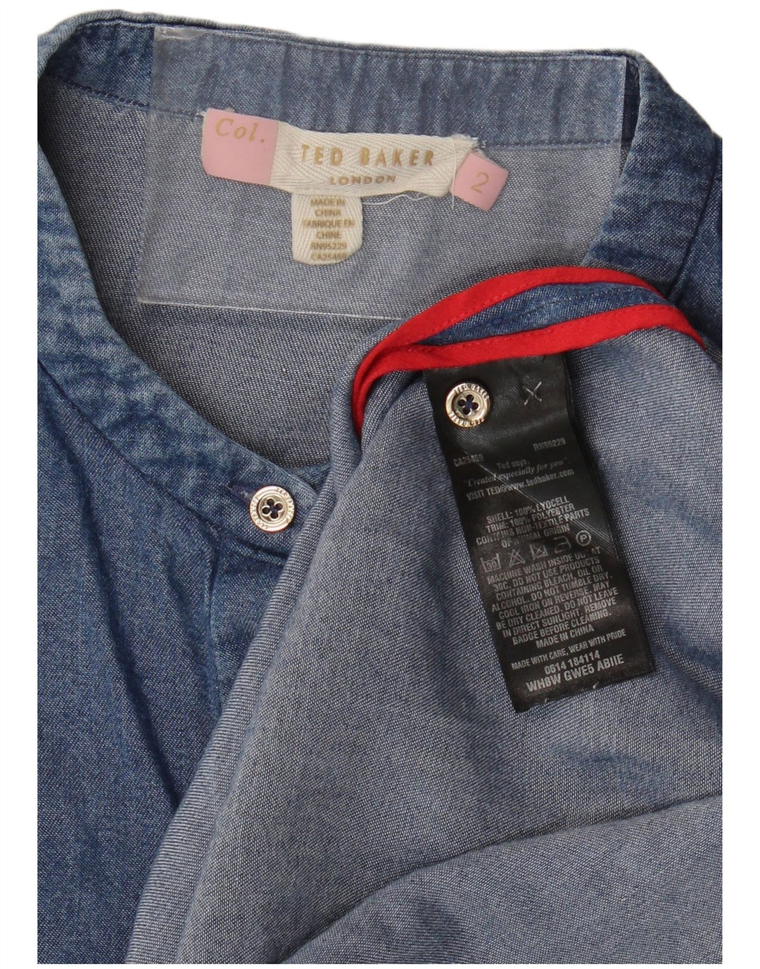 Ted Baker Womens Loose Fit Sleeveless Denim Shirt Size 2 Small Blue Lyocell