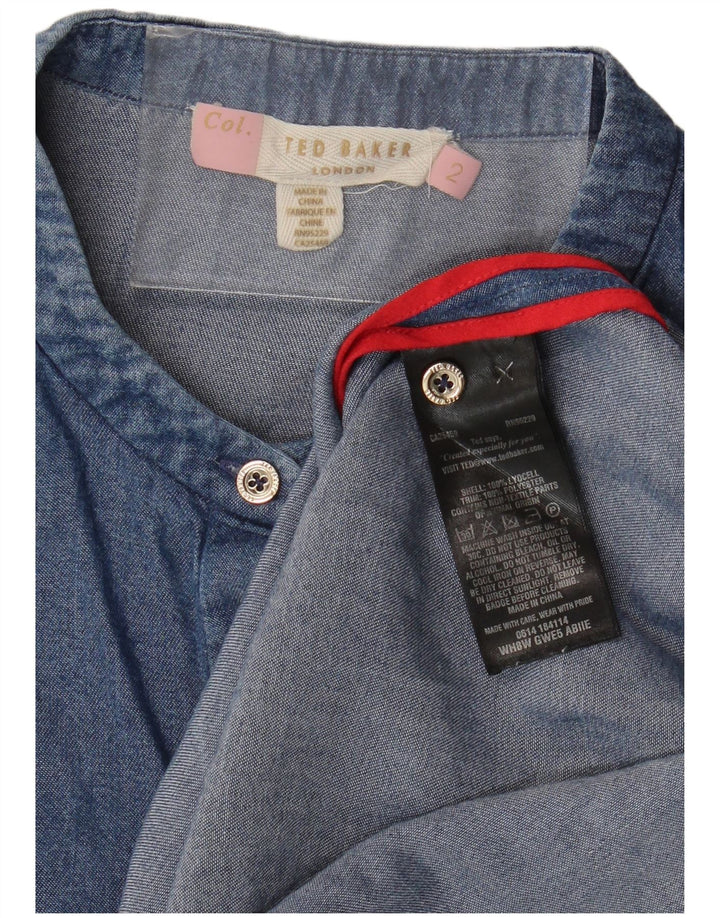 Ted Baker Womens Loose Fit Sleeveless Denim Shirt Size 2 Small Blue Lyocell