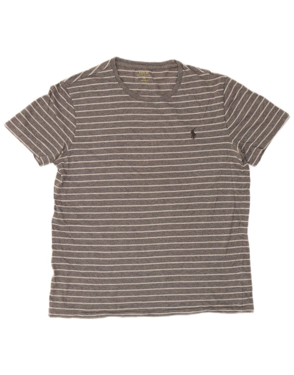 Polo Ralph Lauren Mens T-Shirt Top Medium Grey Striped Cotton