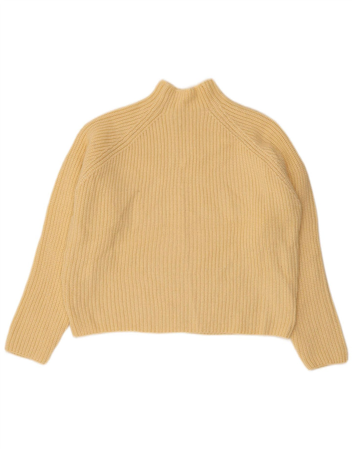 ZARA Womens Crop Oversized Turtle Neck Jumper Sweater UK 10 Small Yellow