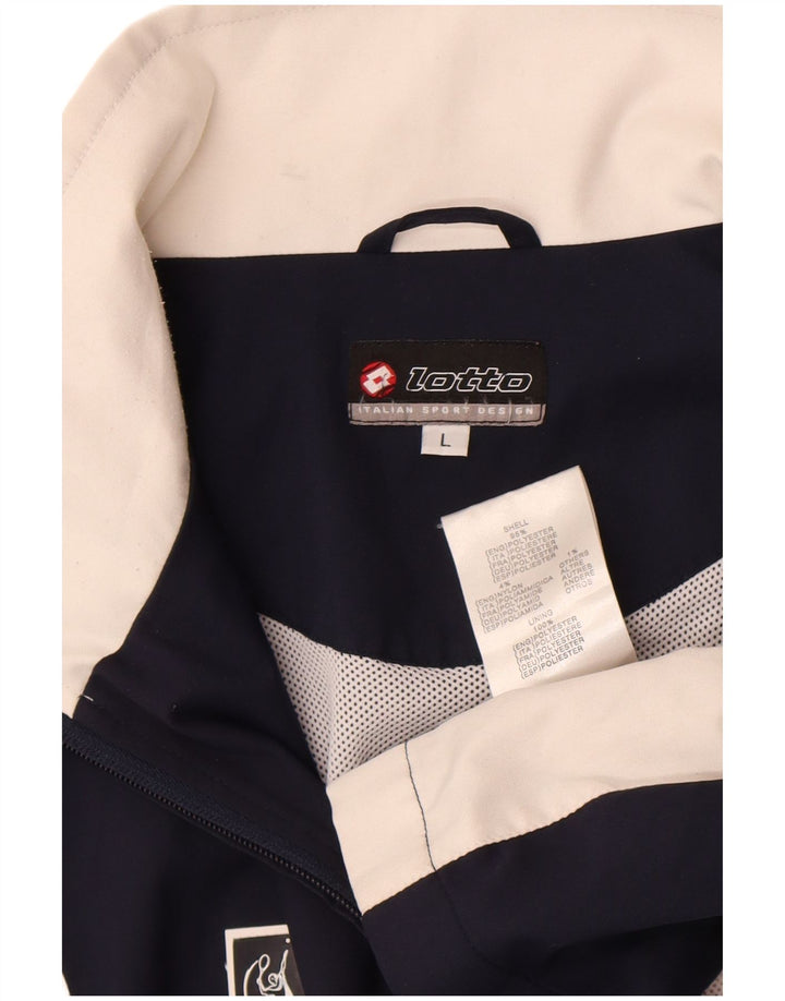 Lotto Mens Tracksuit Top Jacket Large Navy Blue Colourblock Polyester