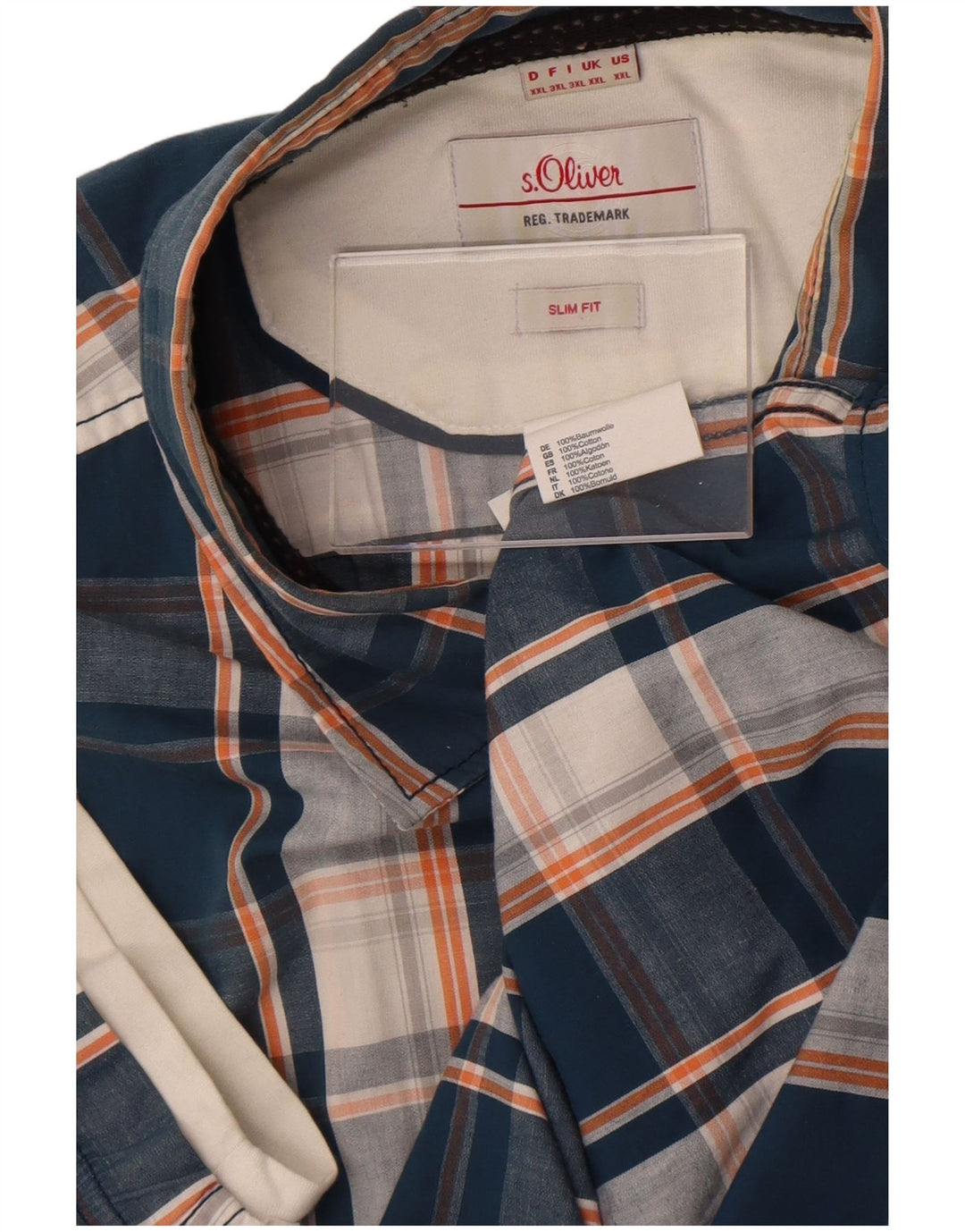 S.Oliver Mens Slim Fit Short Sleeve Shirt 2XL Blue Check Cotton