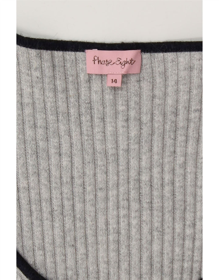 Phase Eight Womens Jumper Dress UK 14 Medium Grey Colourblock Cotton