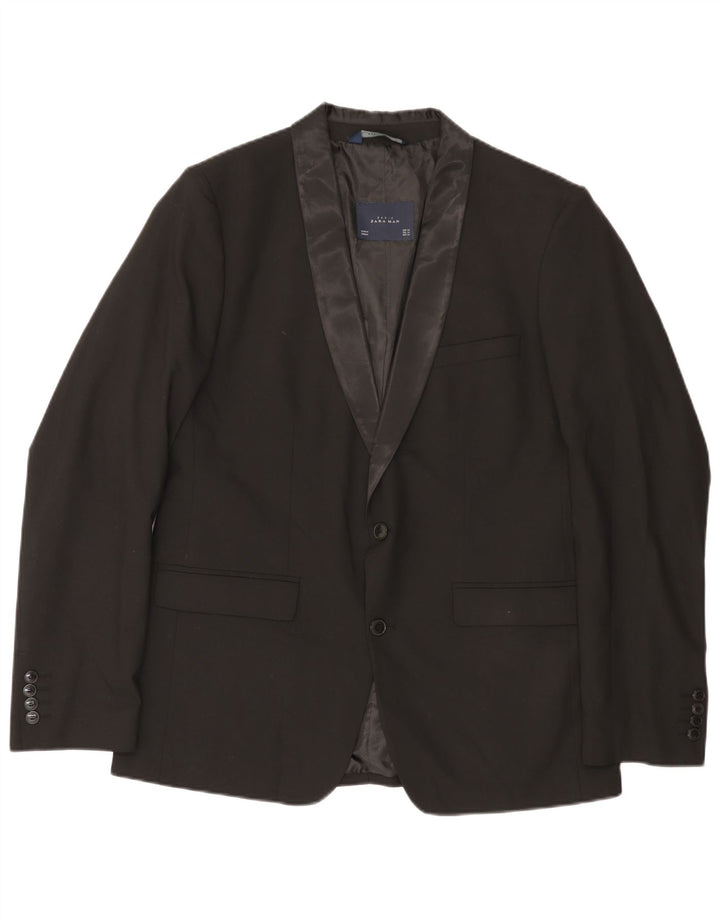 Zara Mens 2 Button Blazer Jacket UK 40Large Black