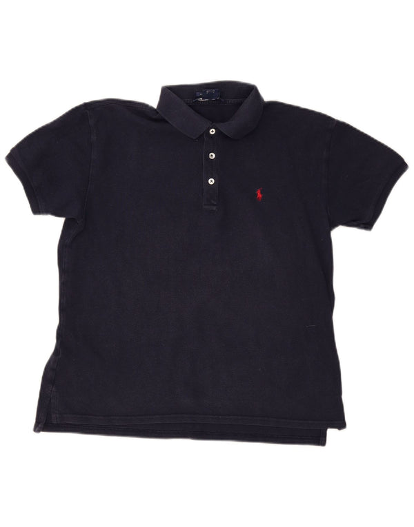 Ralph Lauren Womens Oversized Polo Shirt UK 10 Small Navy Blue Cotton