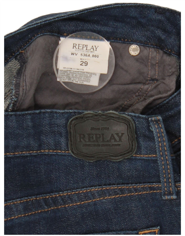Replay Womens Slim Jeans W29 L30 Navy Blue Cotton