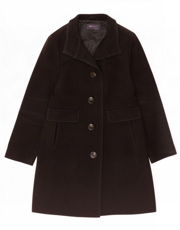 Marks & Spencer Womens Overcoat UK 14 Medium Black Polyester
