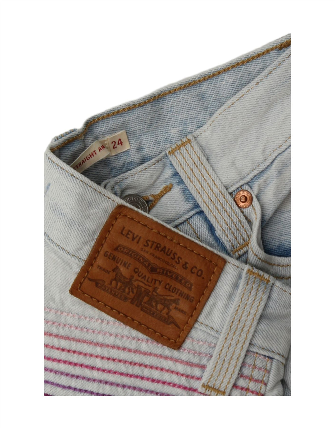 LEVI'S Womens Ribcage Straight Jeans W24 L27 Blue Vintage Levi's and Second-Hand Levi's from Messina Hembry 