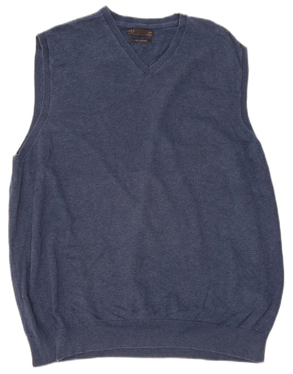Marks & Spencer Mens Vest Tank Top 2XL Navy Blue Cotton