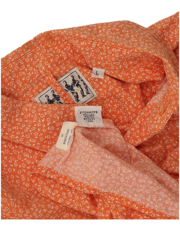 Trussardi Mens Shirt Large Orange Floral Cotton