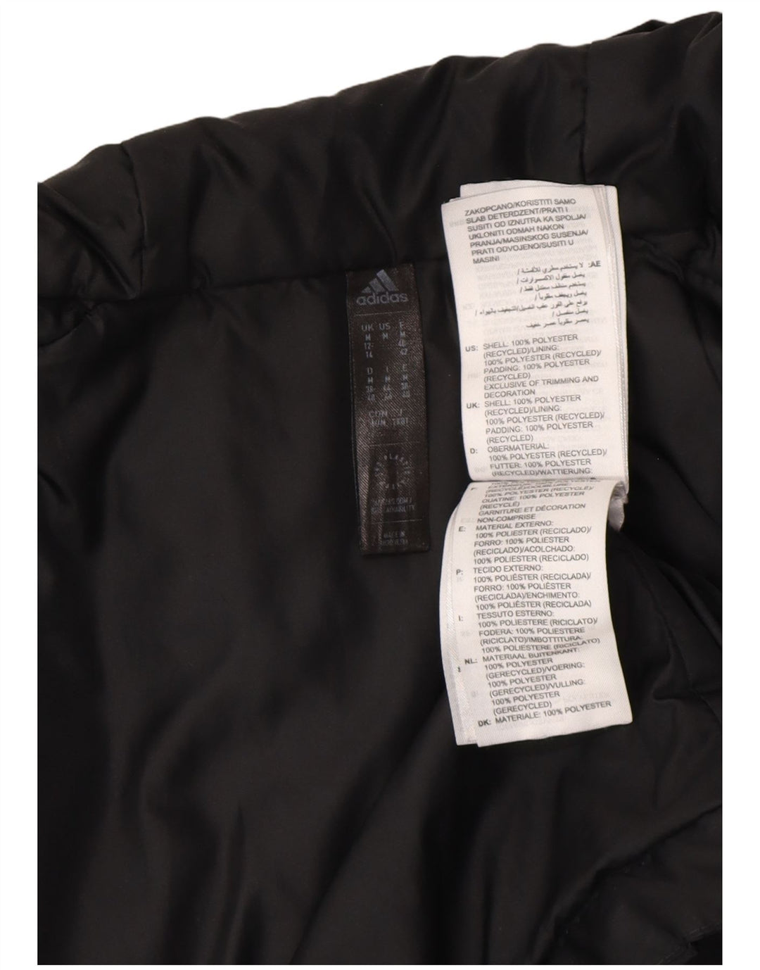 Adidas Womens Hooded Padded Jacket UK 12/14 Medium Black Polyester