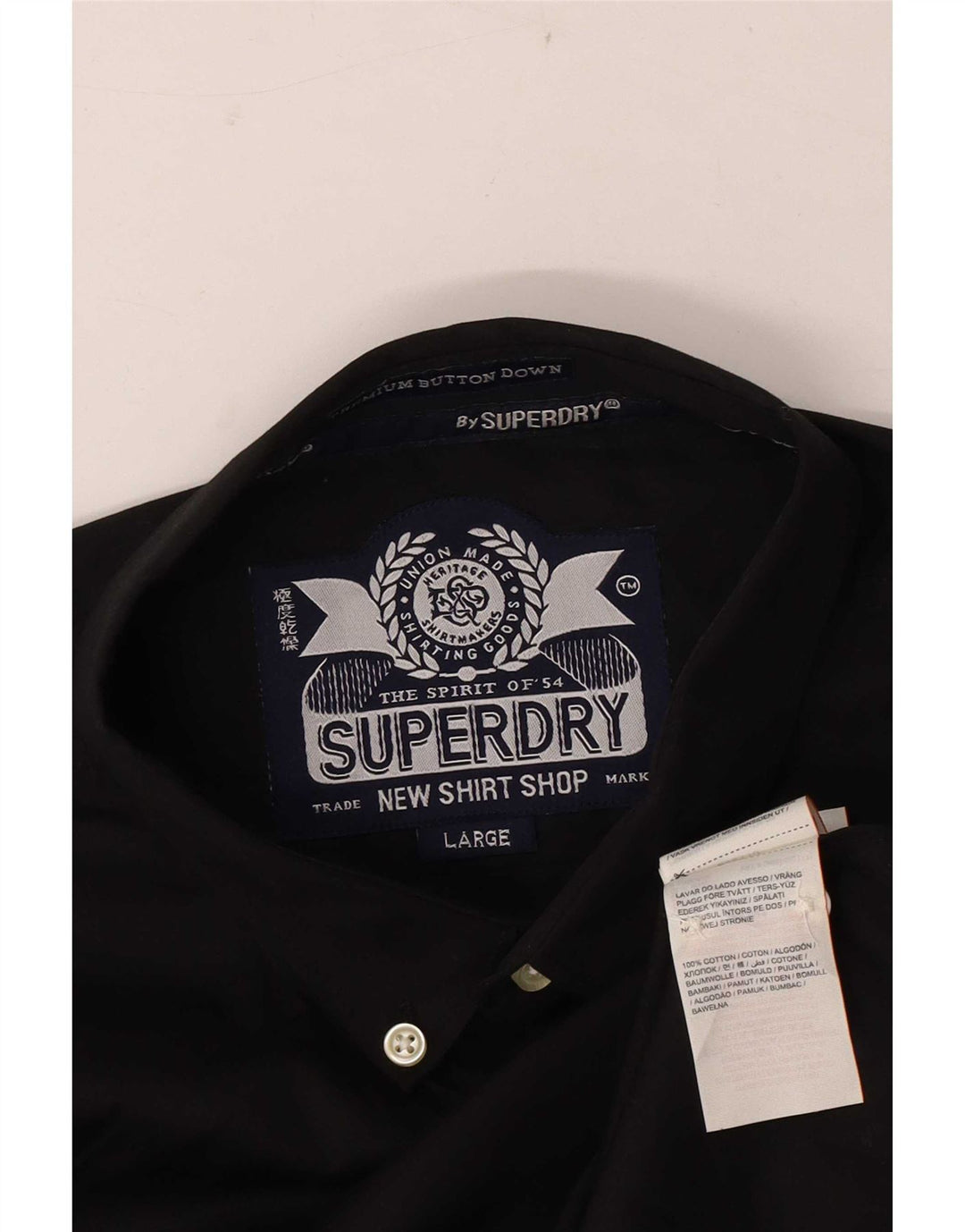 Superdry Mens Shirt Large Black Cotton